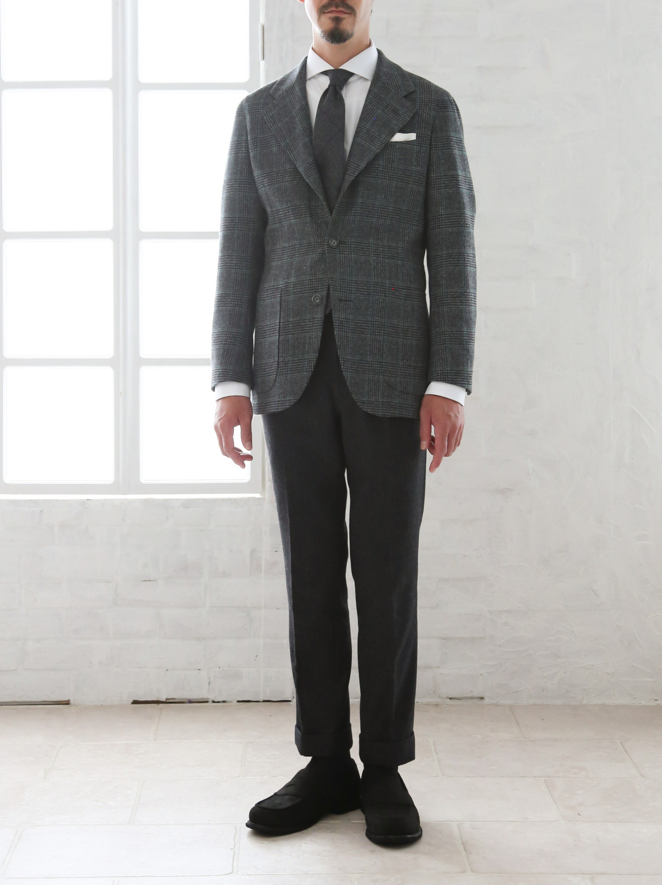 [ﾁｪｯｸ] ｸﾞﾚｰ×ﾃｨｰﾙｸﾞﾘｰﾝ /M&E