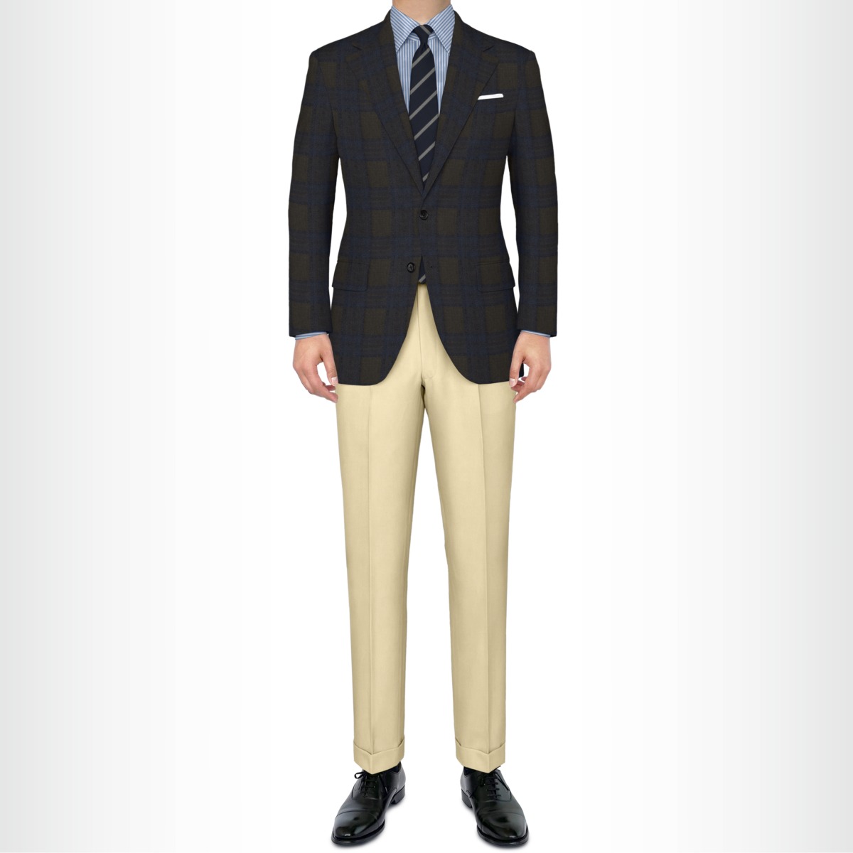 [ｸﾞﾚﾝﾁｪｯｸ] ﾀﾞｰｸﾌﾞﾙｰ×ﾌﾞﾗｳﾝ /T.DELFINO